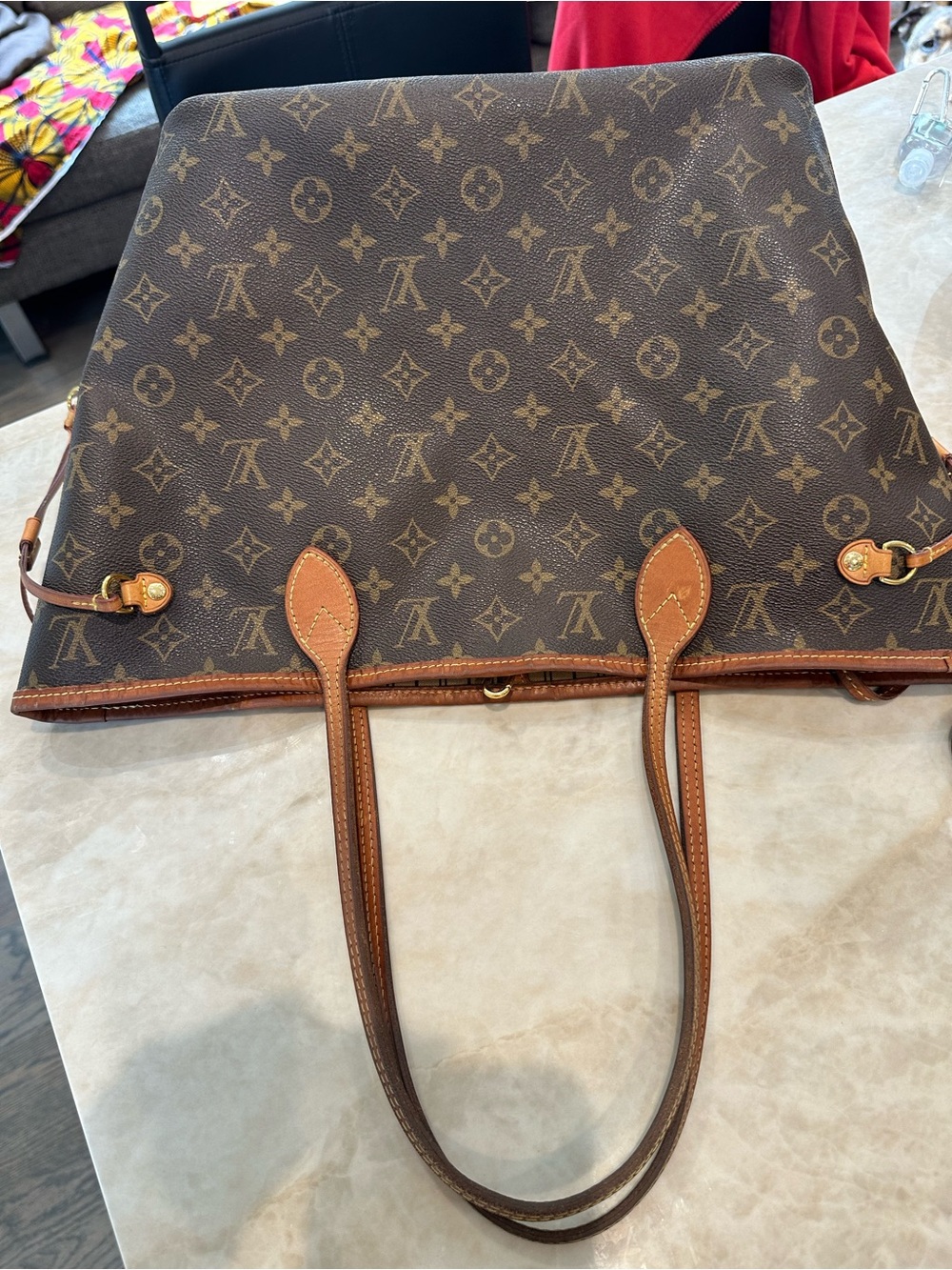 Louis Vuitton Monogram Canvas Tote in Brown with Tan Trim - Picture 15 of 16